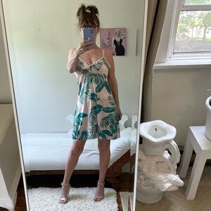 VINTAGE PINK SLIP DRESS GREEN ORANGE FEEN PRINT ADJUSTABLE STRAPS BOW LACE